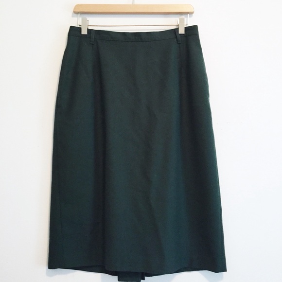 Vintage Dresses & Skirts - Pure wool hunter green midi pencil skirt vintage